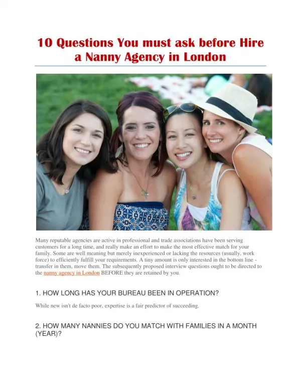 nanny agency in London