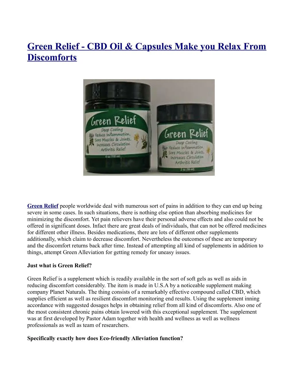green relief cbd oil capsules make you relax from