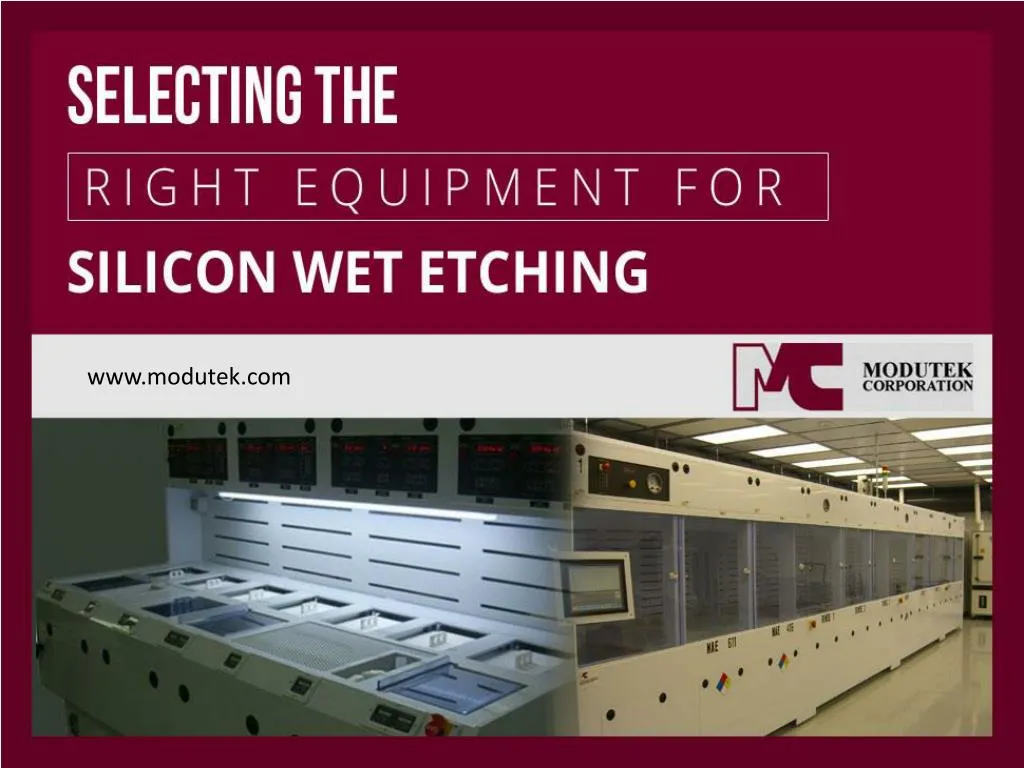 selecting the right equipment for silicon wet etching