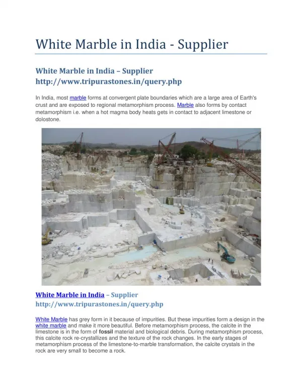 White Marble in India-Supplier Tripura Stones
