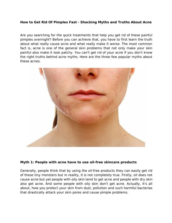 How to Get Rid Of Pimples Fast - Shocking Myths and Truths About Acne