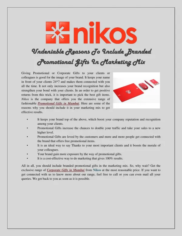 Undeniable Reasons To Include Branded Promotional Gifts In Marketing Mix