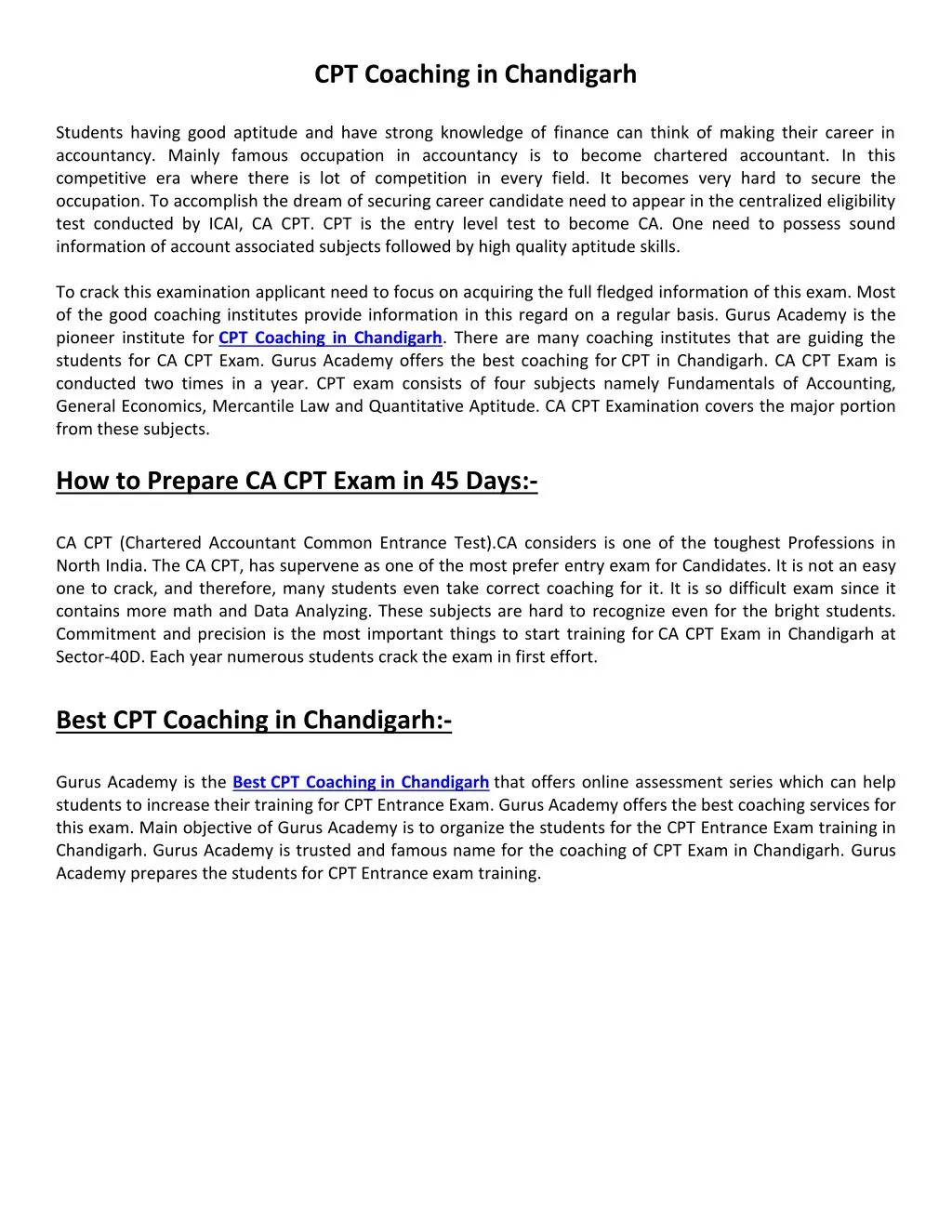 cpt coaching in chandigarh