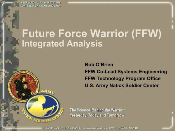 Future Force Warrior FFW Integrated Analysis