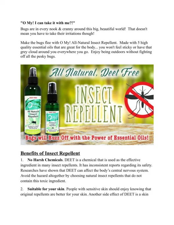 Organic Insect Repellent Spray