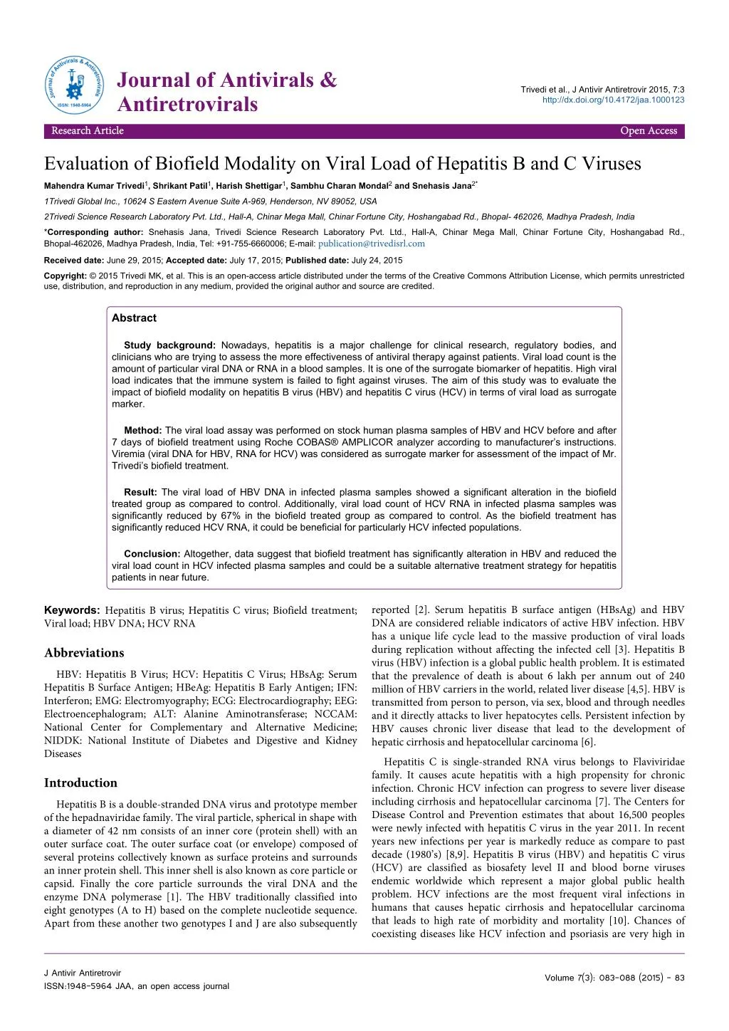 journal of antivirals antiretrovirals