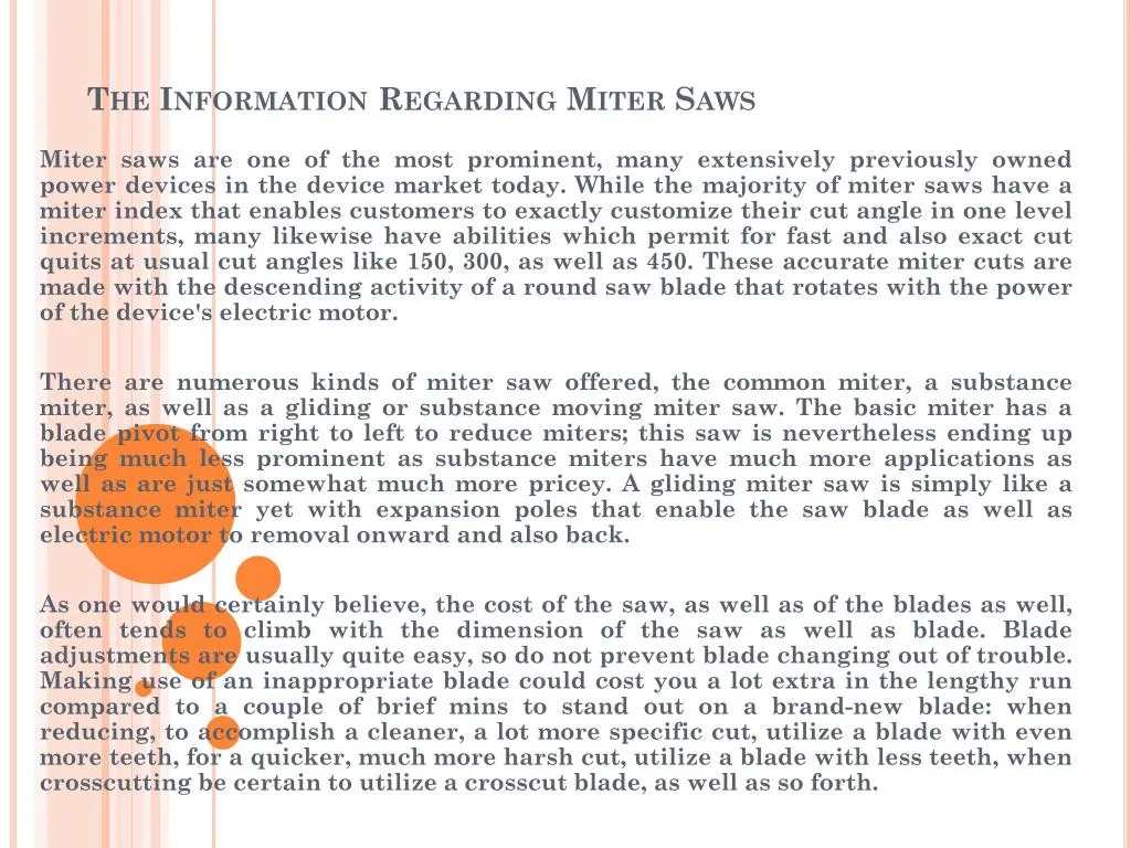 the information regarding miter saws