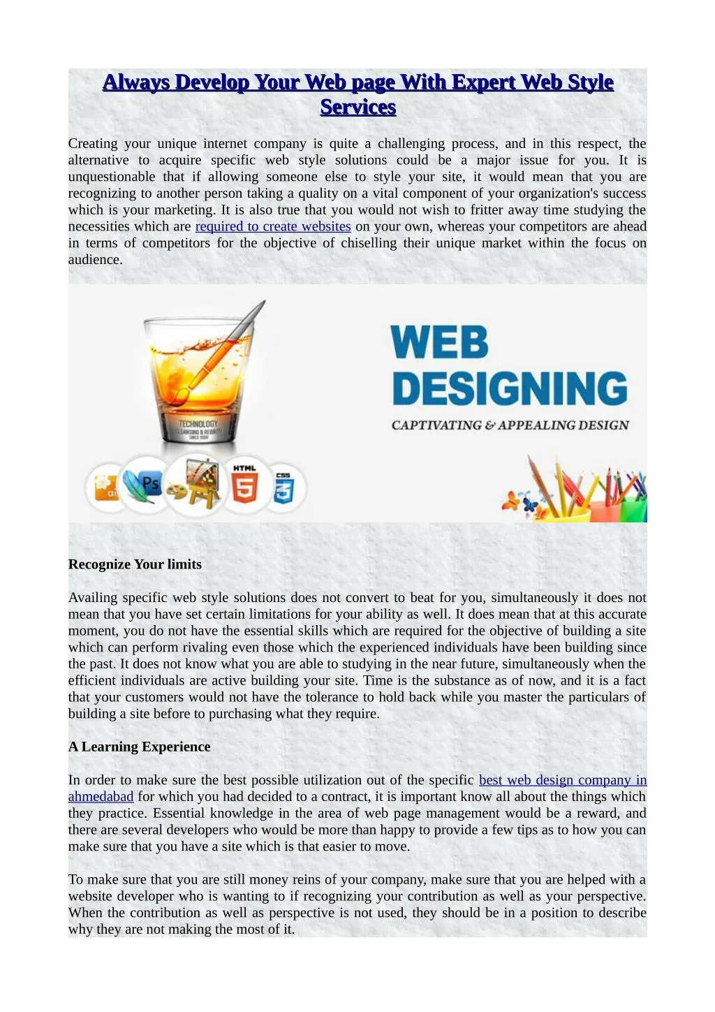always develop your web page with expert