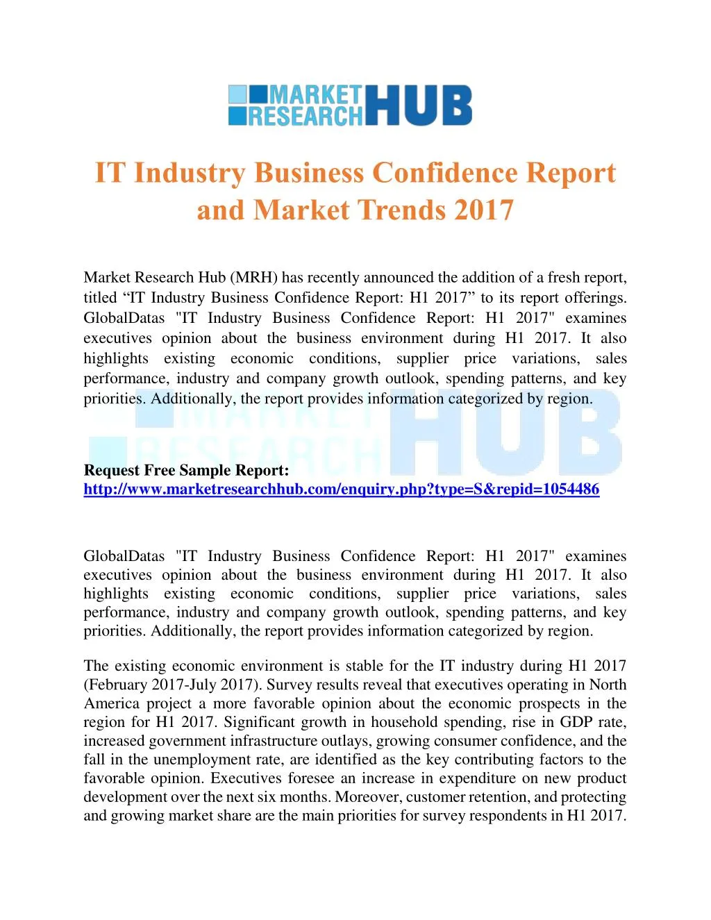 it industry business confidence report and market