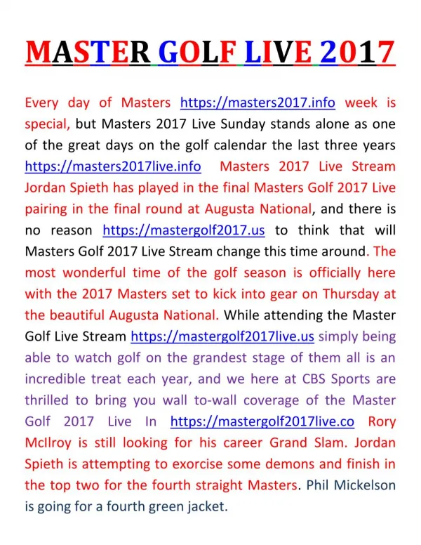 Master Golf 2017 Live