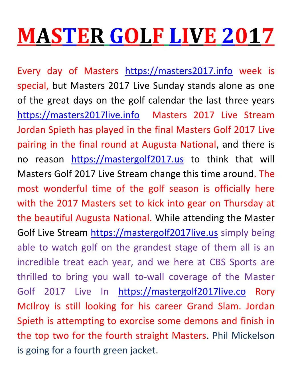 master golf live 2017