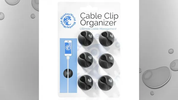 Cable Clips - Cable Oganizer - Cord Management - Wire Management System - 6 Pack - Self Adhesive - Durable - Model CC908