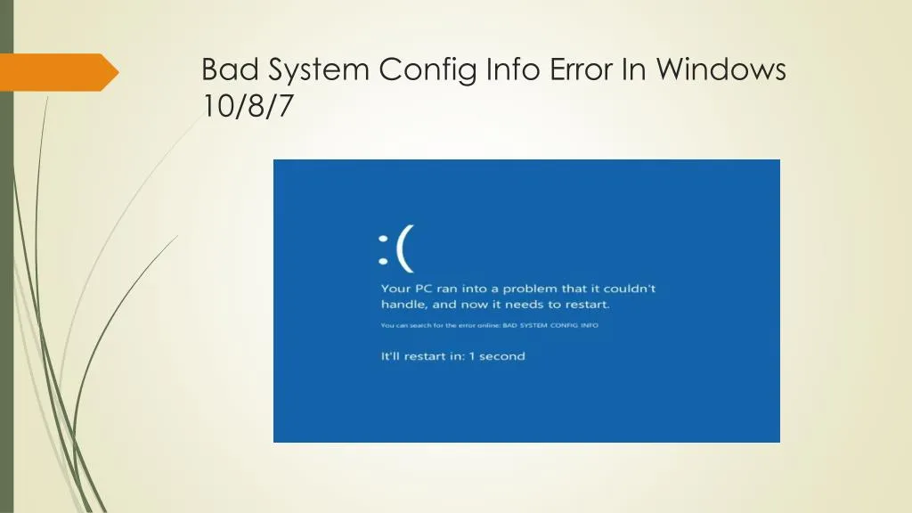 bad system config info error in windows 10 8 7