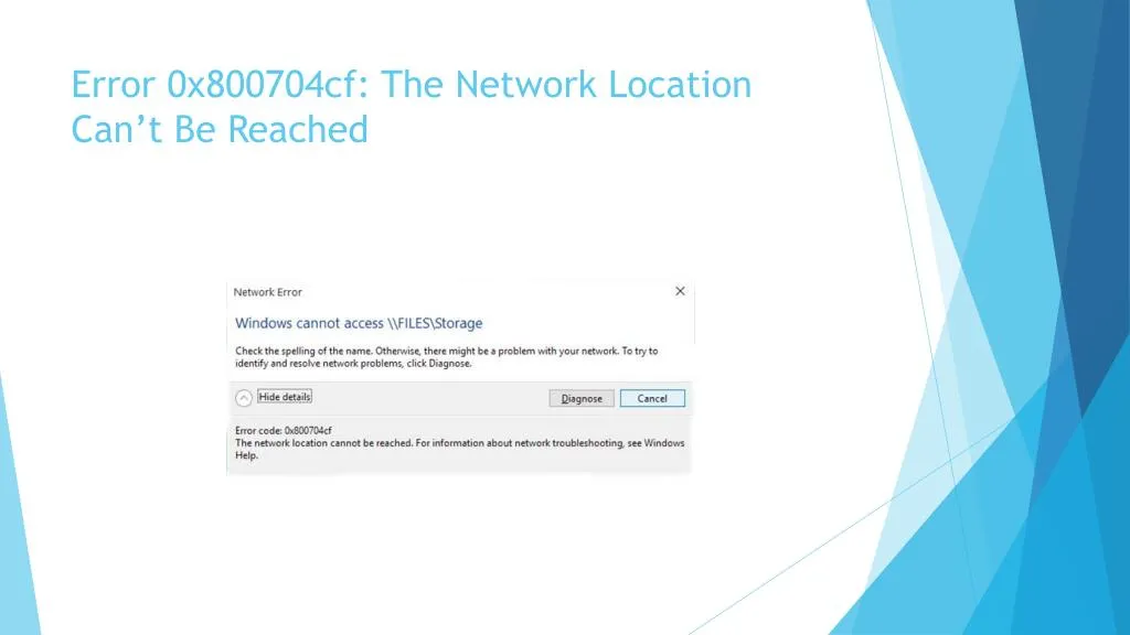 error 0x800704cf the network location can t be reached