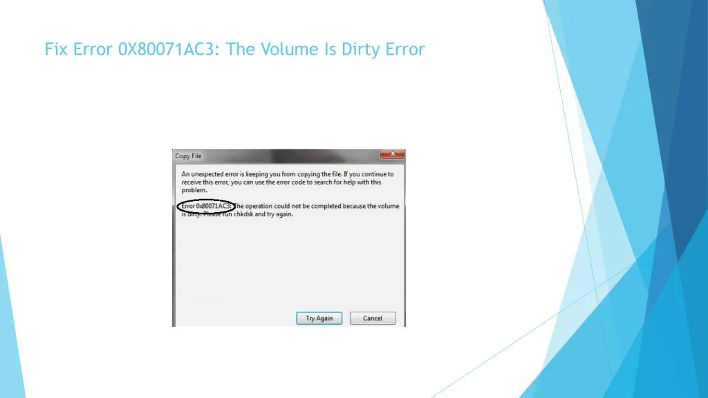 fix error 0x80071ac3 the volume is dirty error