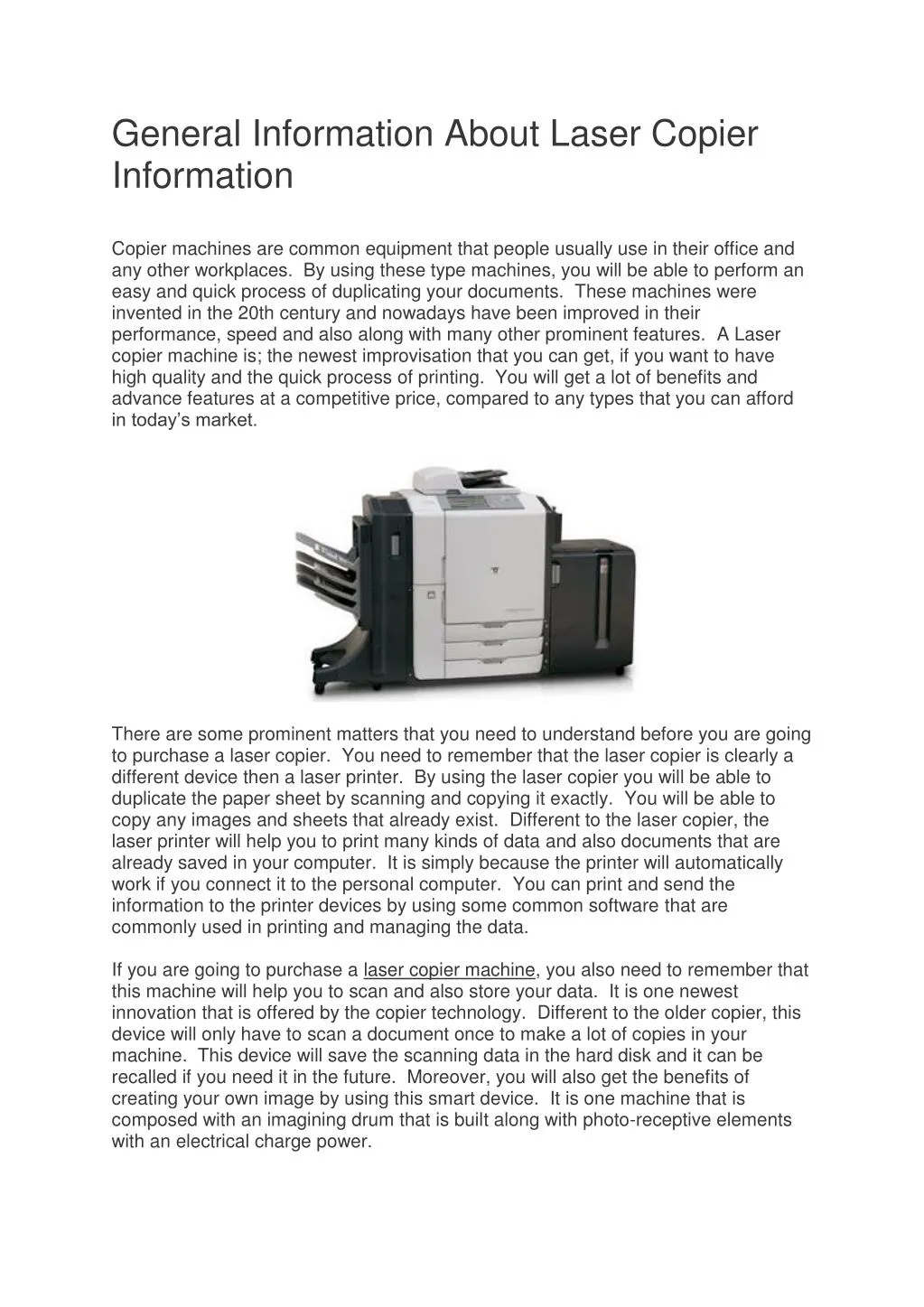 general information about laser copier