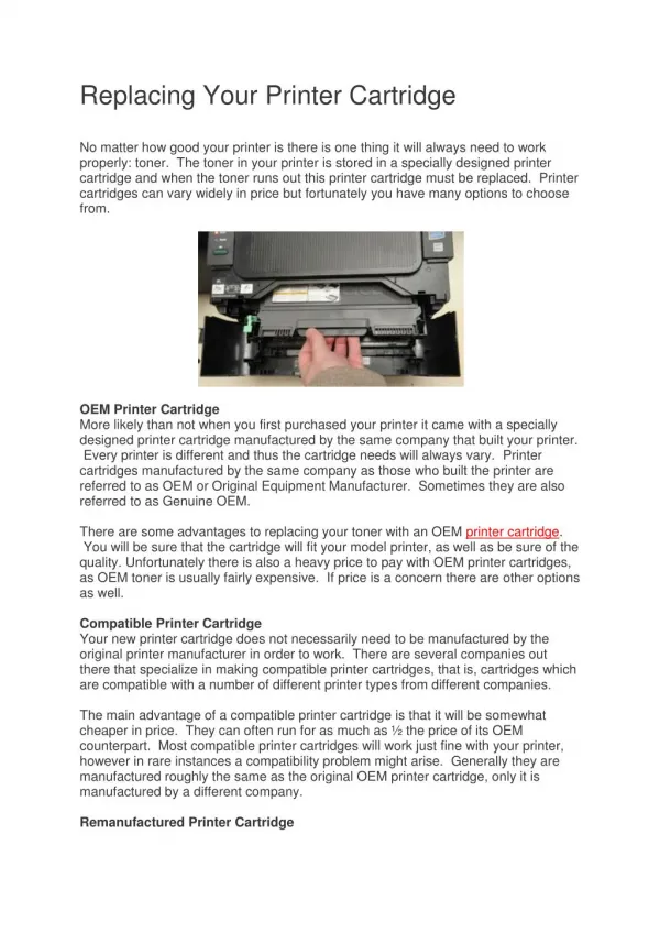 Replacing Your Printer Cartridge