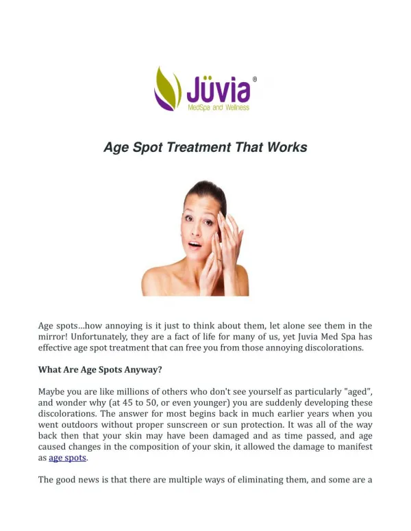 Age Spot Treatment That Works