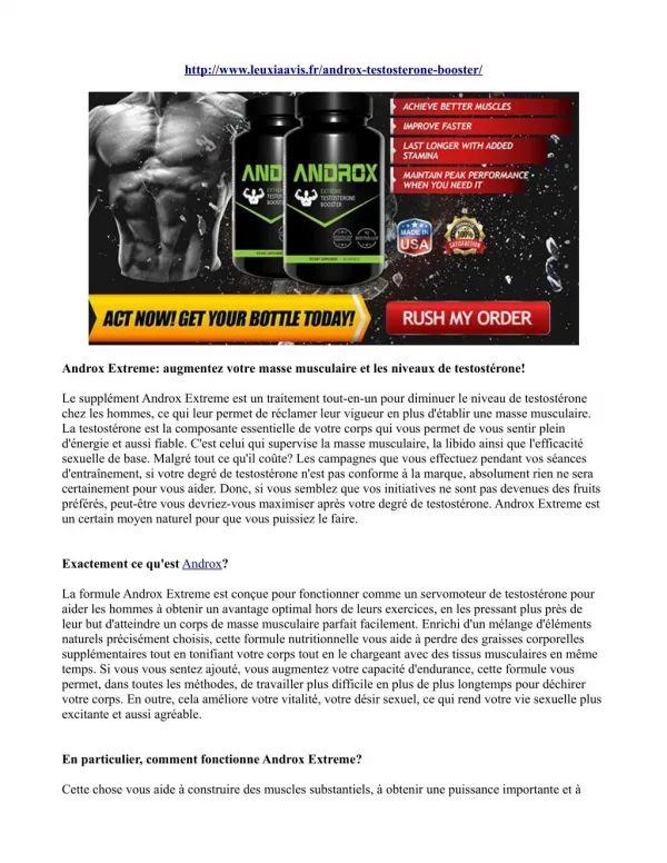 Androx Extreme: augmentez votre masse musculaire et les niveaux de testostérone!
