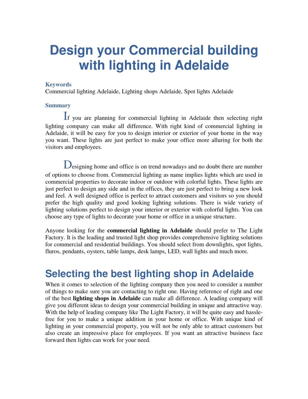 design your commercial building with lighting