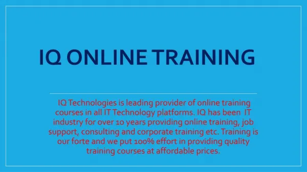 Live, instructor-led Sales Force Online Training - IQ Online Training