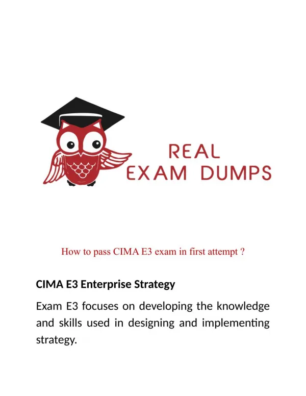Buy Cima E3 Exam Dumps With 100% Passing Guarantee
