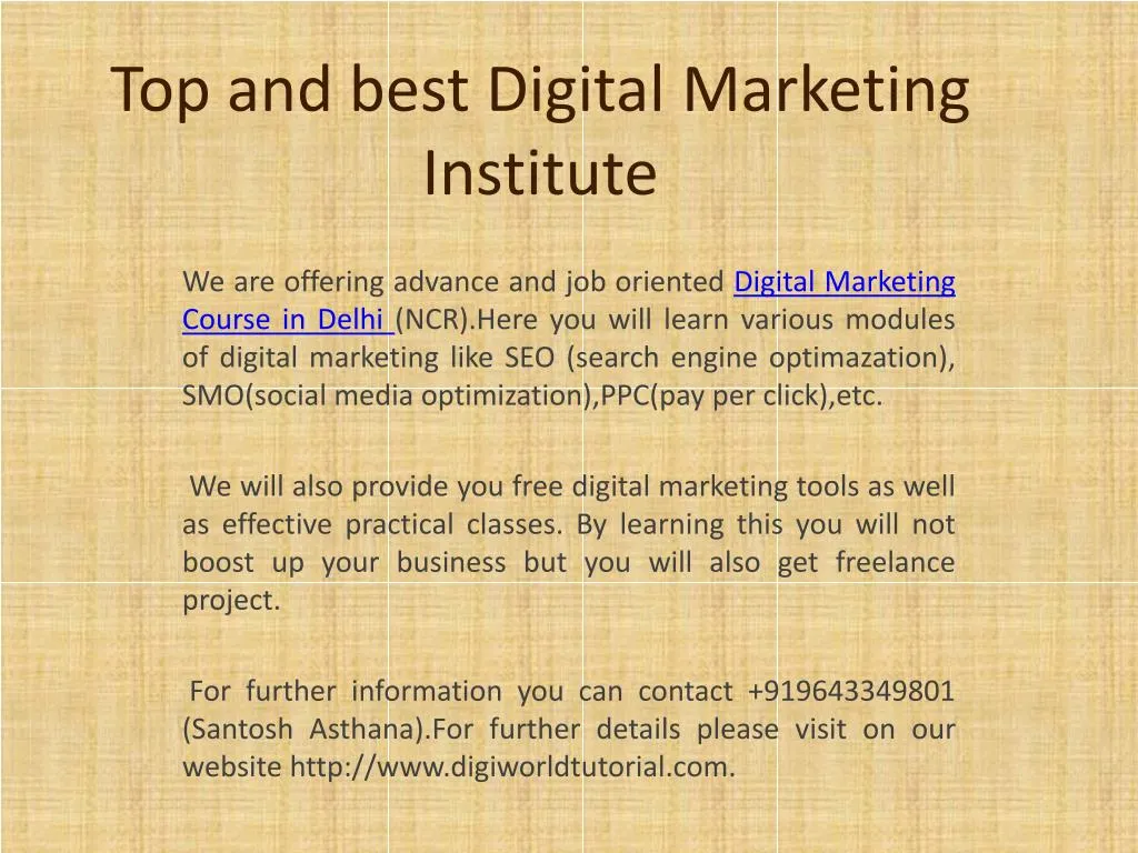 top and best digital m arketing institute