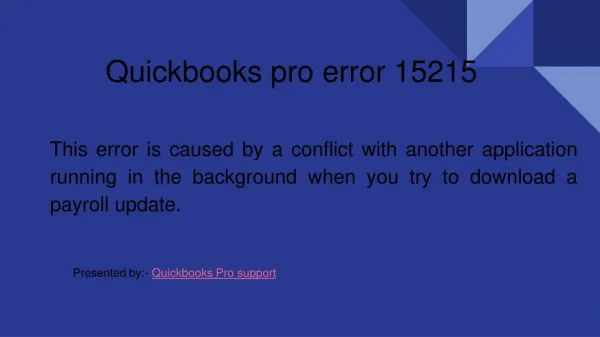 Quickbooks Pro Error 15215