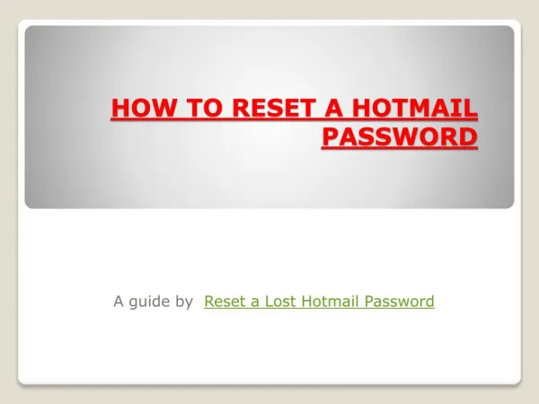 HOW TO RESET A HOTMAIL PASSWORD