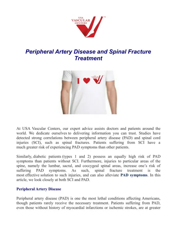 Peripheral Artery Disease and Spinal Fracture Treatment