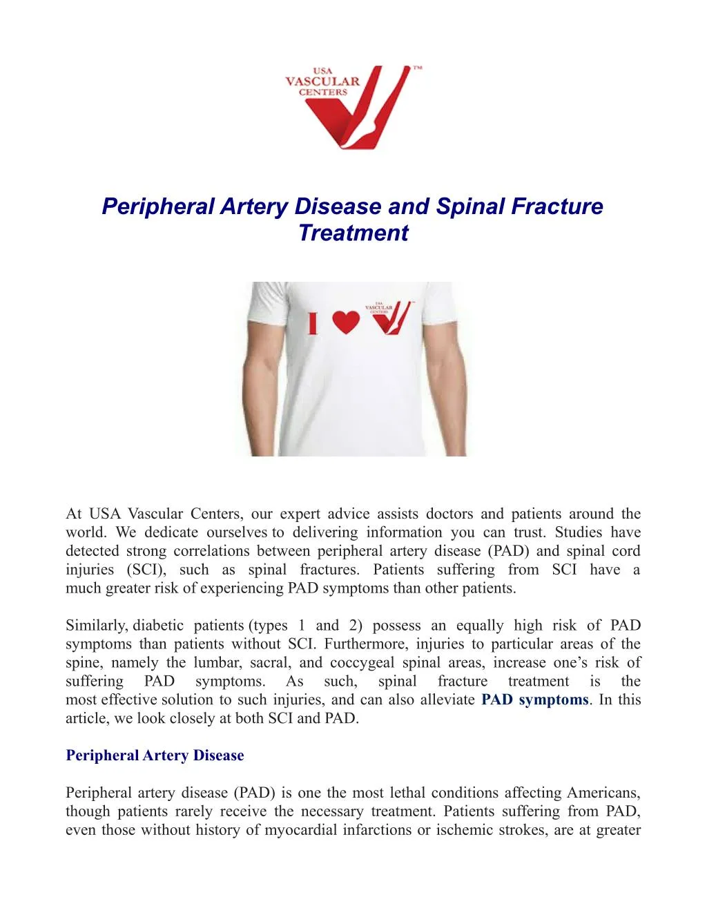 peripheral artery disease and spinal fracture