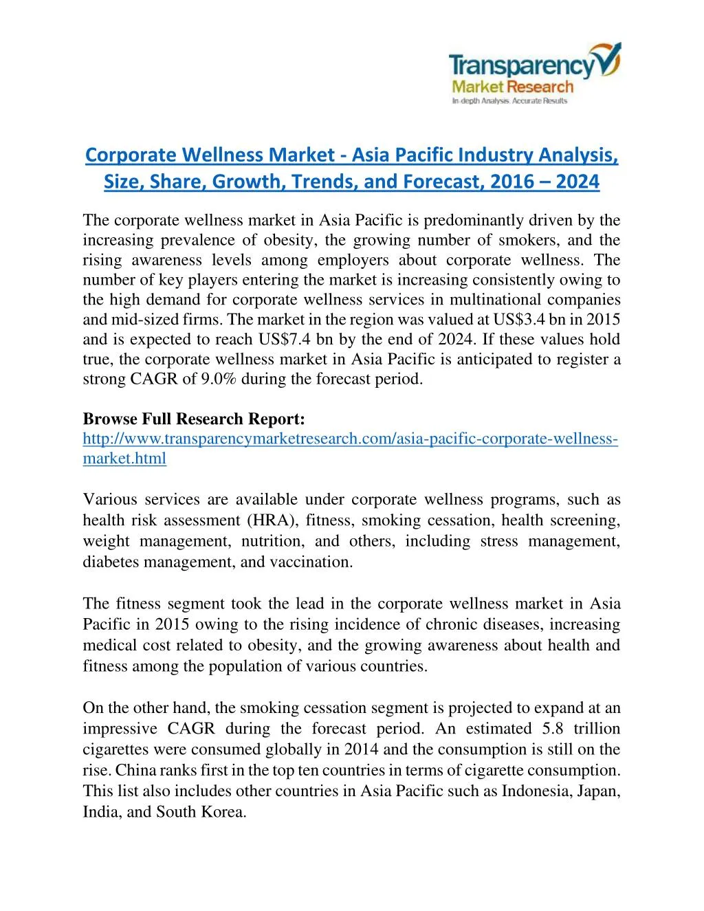 corporate wellness market asia pacific industry