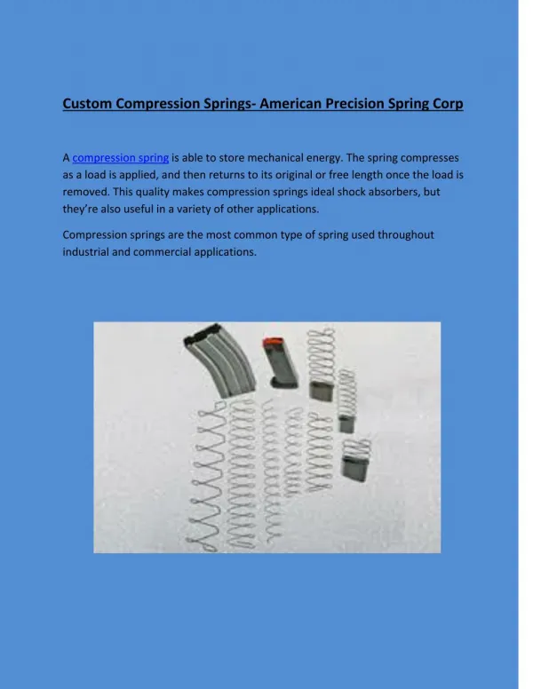 Custom Compression Springs- American Precision Spring Corp