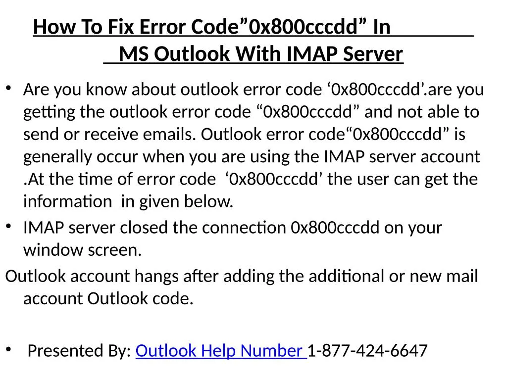 how to fix error code 0x800cccdd in ms outlook