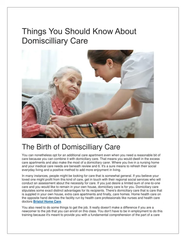 Bristol Domiscilliary care