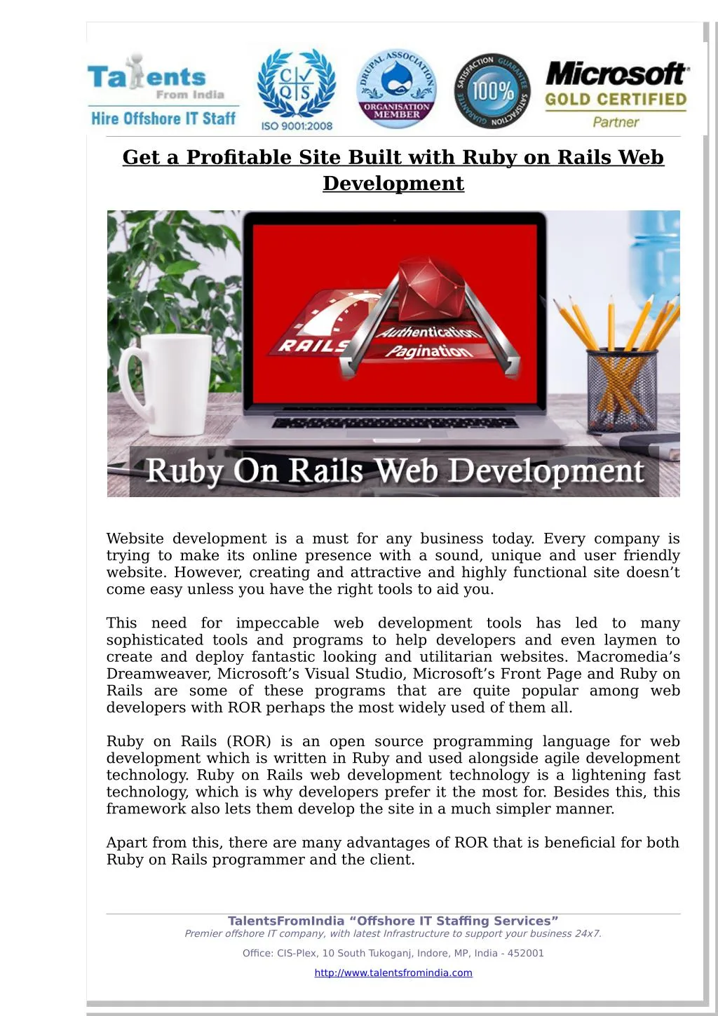 get a profitable site built with ruby on rails