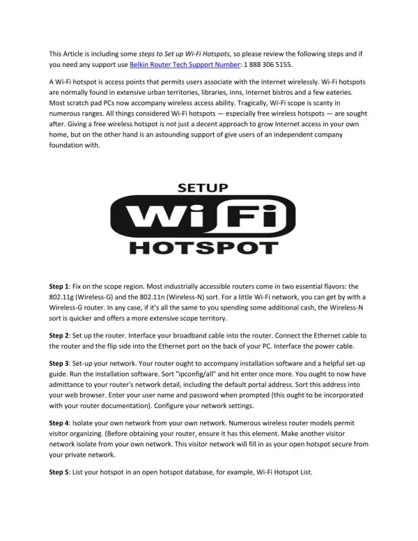 How to Set up Wi-Fi Hotspots.