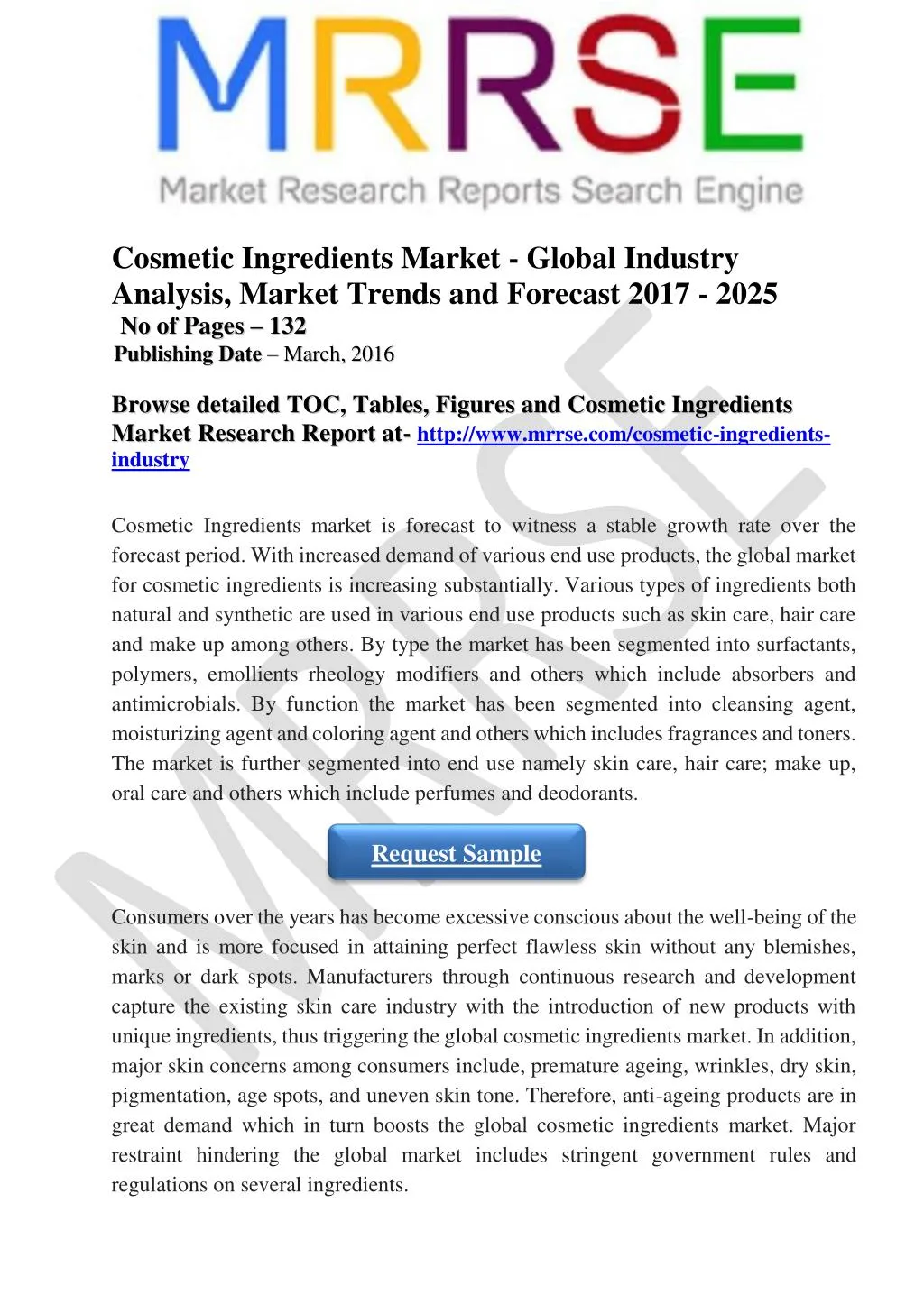 cosmetic ingredients market global industry