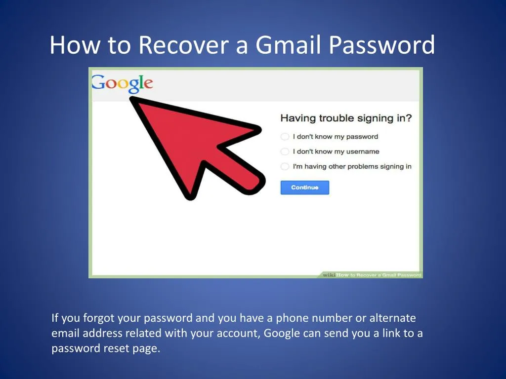 how to recover a gmail password