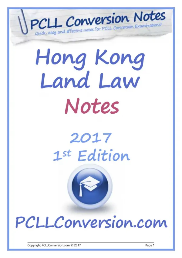 PCLL Conversion Exam Course and Read Contents of Hong Kong Land Law Notes