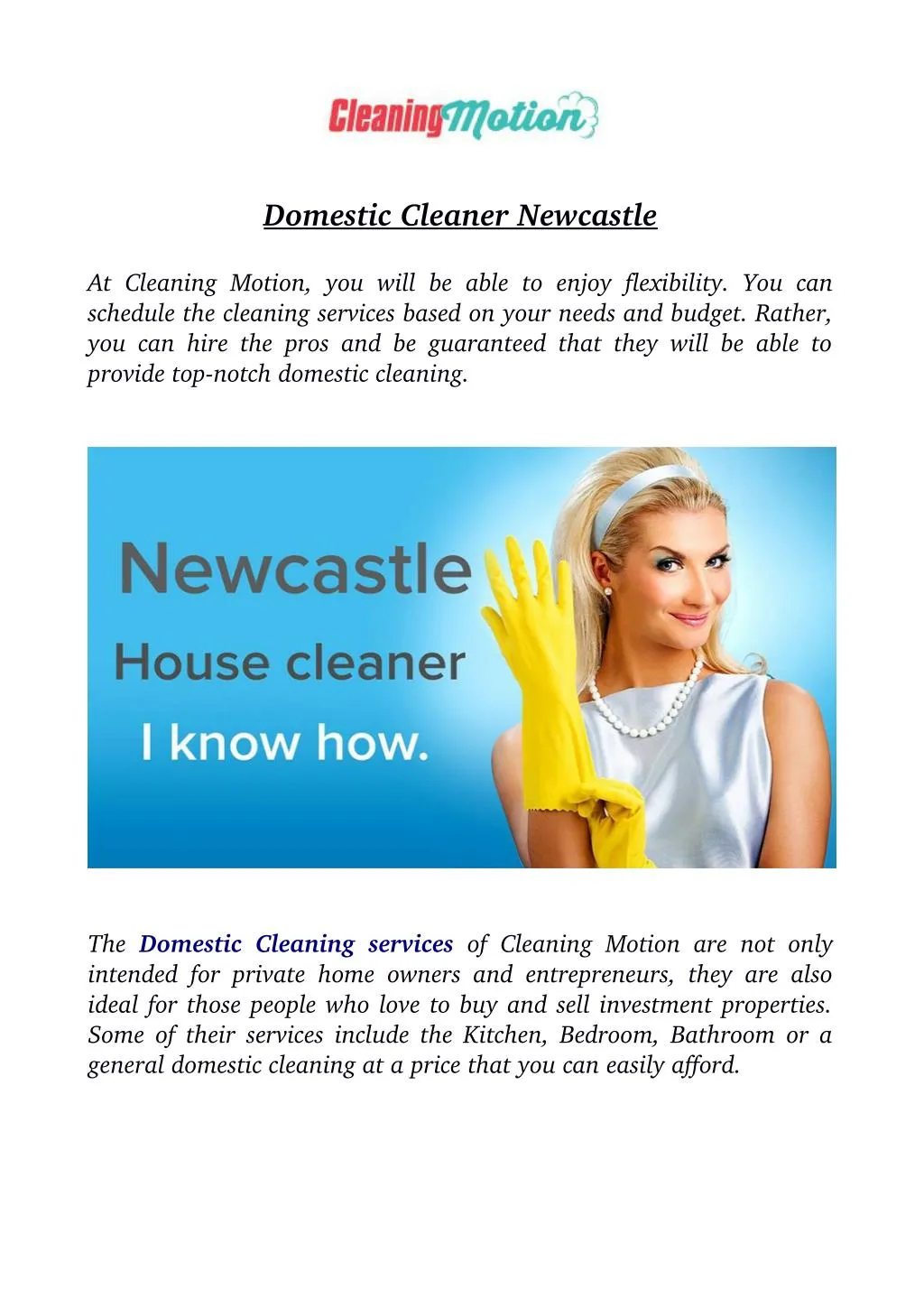 domestic cleaner newcastle