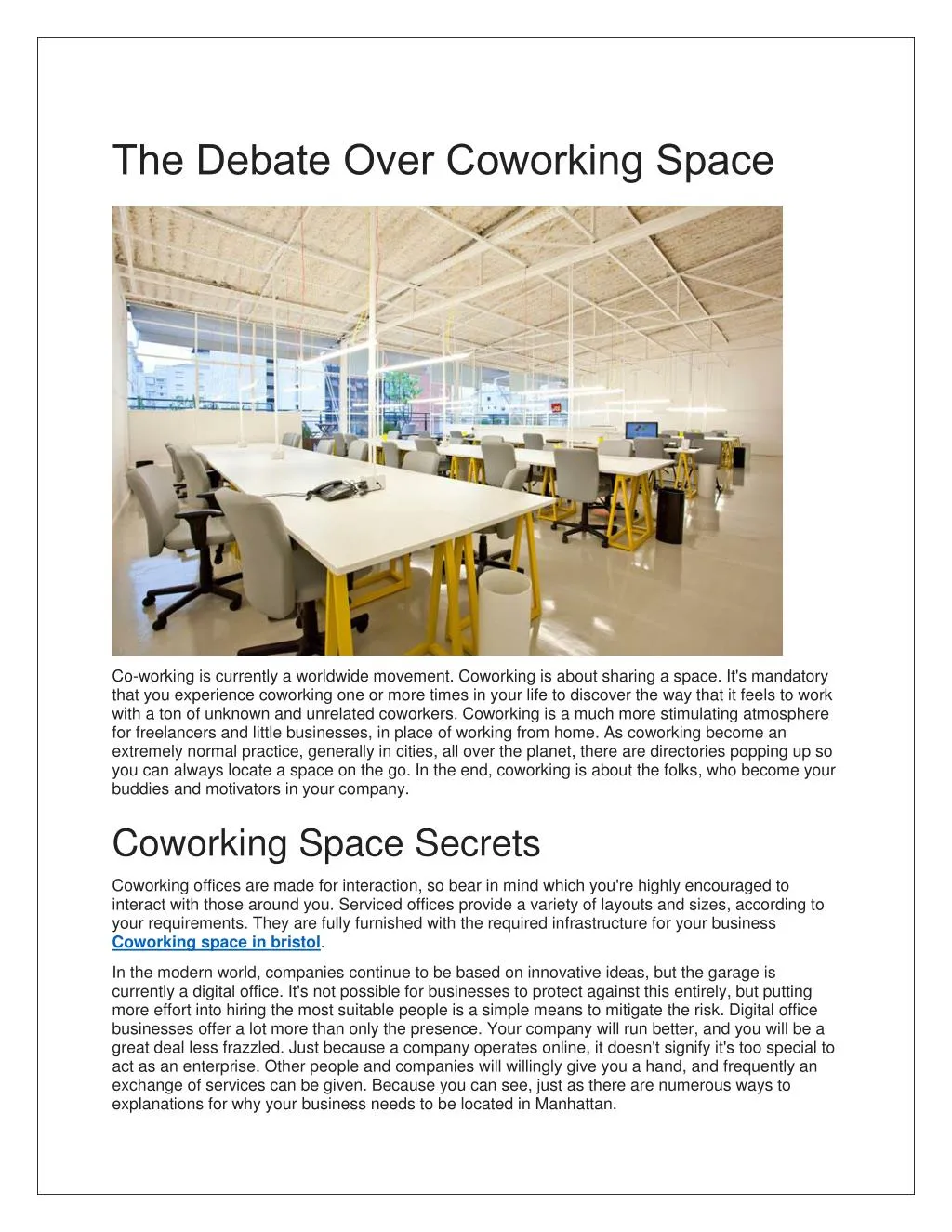 the debate over coworking space