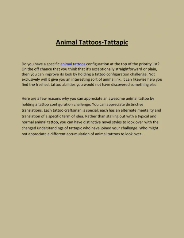Animal Tattoos- Tattapic