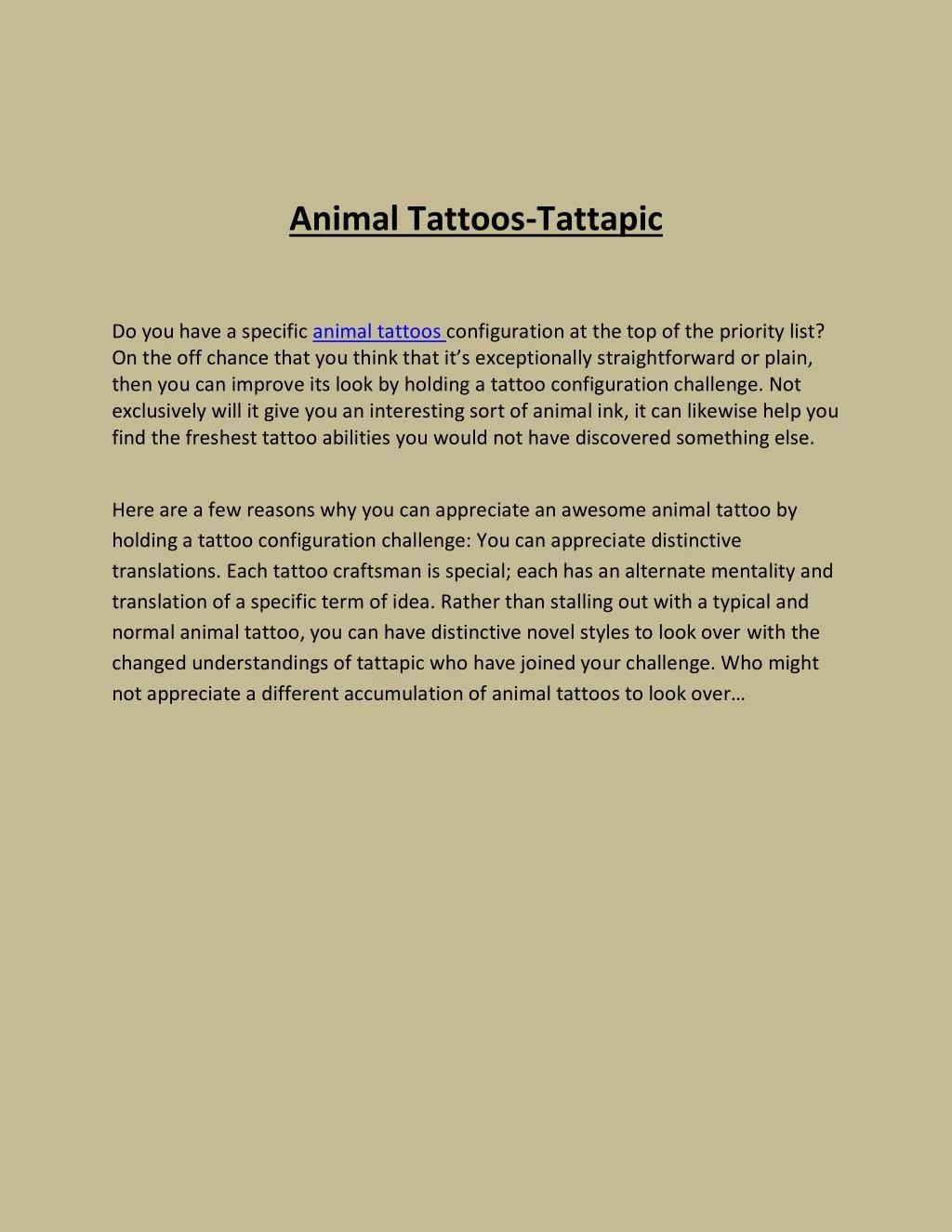 animal tattoos tattapic