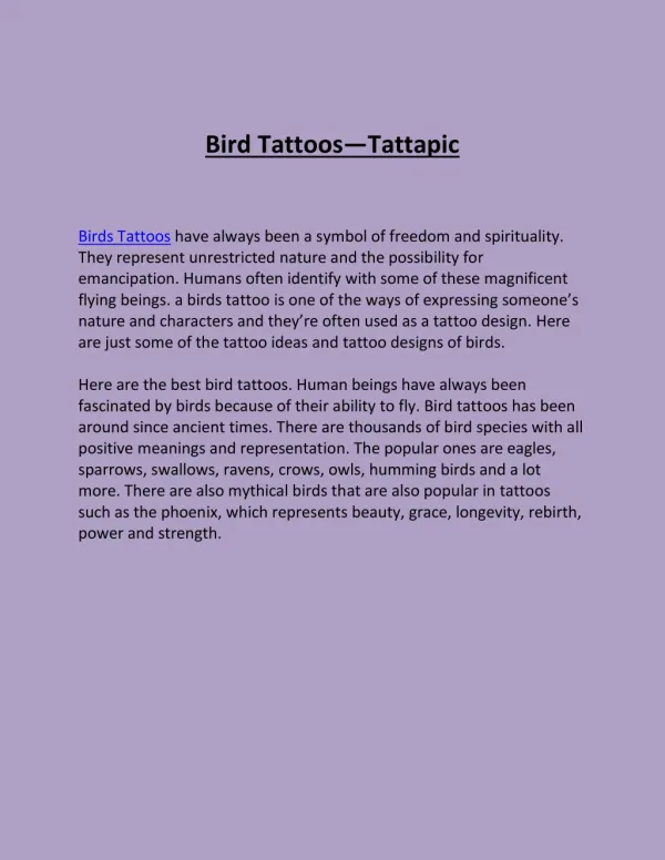 Bird Tattoos-Tattapic