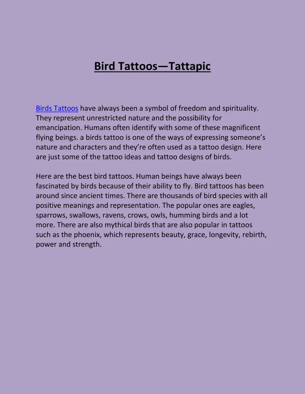 bird tattoos tattapic