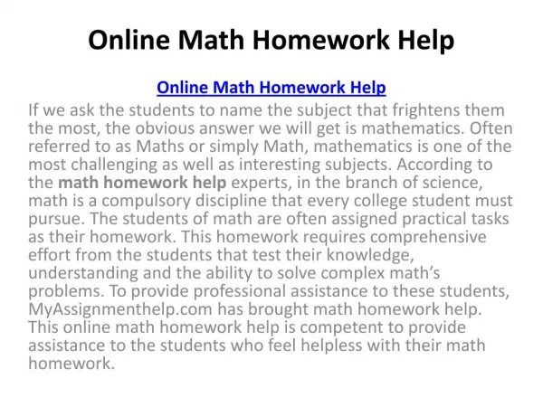 Maths coursework help online