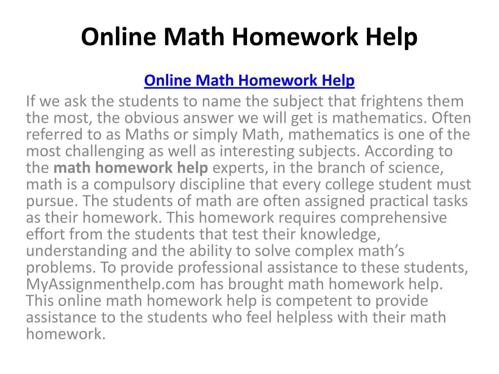 online math homework help if we ask the students