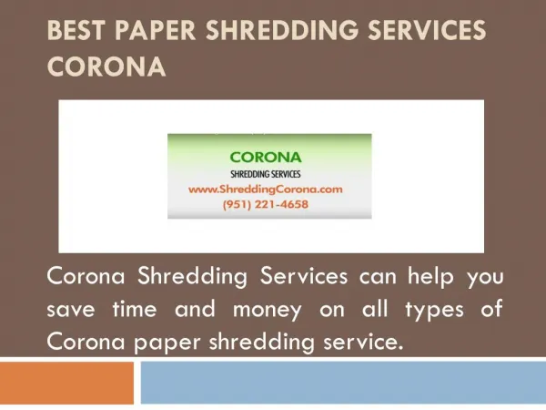 Mobile Document Shredder Corona