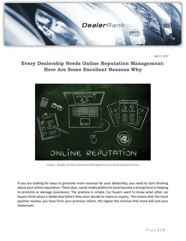 Every Dealership Needs Online Reputation Management: Here Are Some Excellent Reasons Why